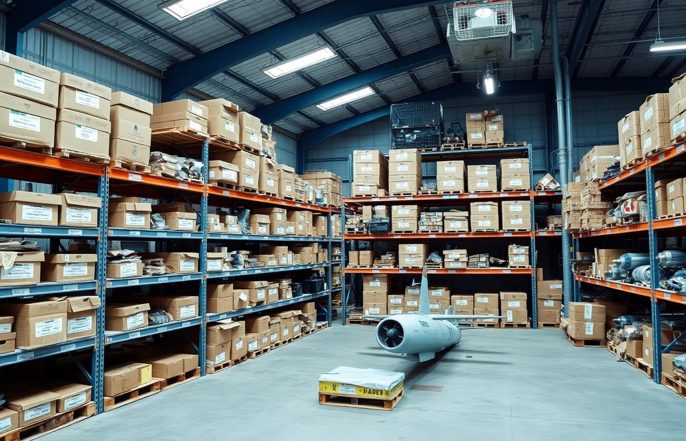 Aviation parts warehouse shelving